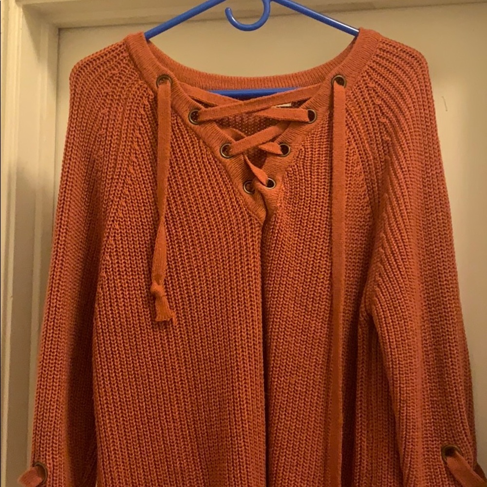 Lace up sweater